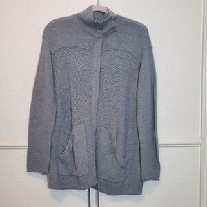Michael Stars Anthro Cardigan Sweater Full Zip Snaps Pockets Gray Women's Sz M/L